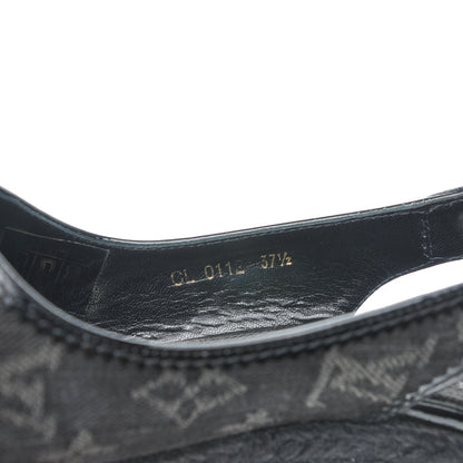 Louis Vuitton Denim Patent Espadrille Wedges 37.5 Black 7 of 7
