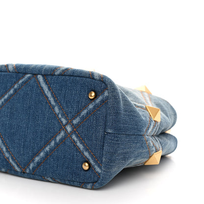 Valentino Garavani Denim Small Roman Stud The Handle Bag Light Denim Selleria 10 of 10