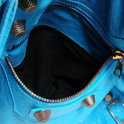Balenciaga Agneau Giant 12 Rose Gold Hardware Weekender Bleu Paon 6 of 10
