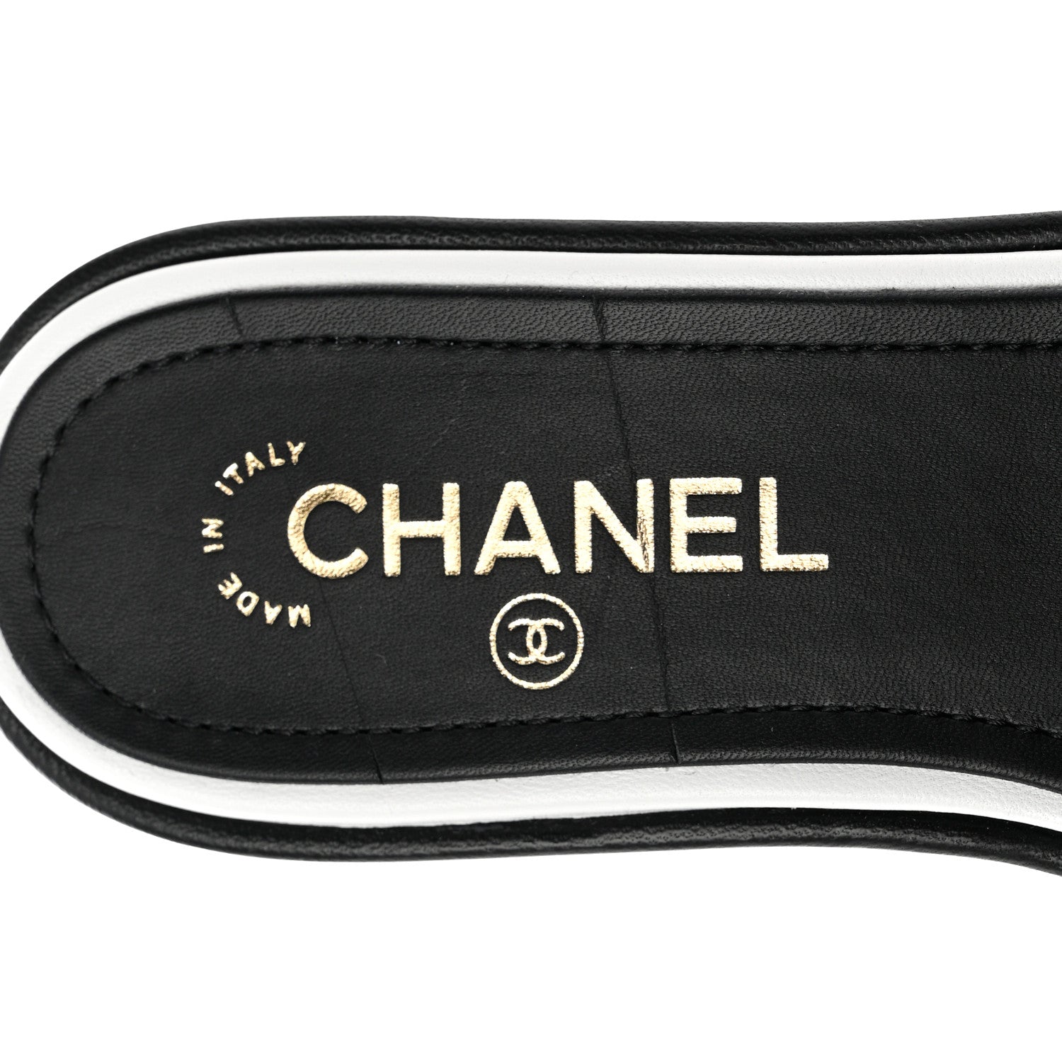 Chanel Lambskin Embroidered CC Mule Sandal 37 Black White 9 of 9