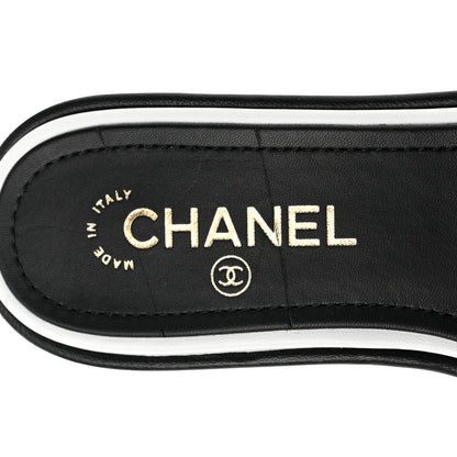 Chanel Lambskin Embroidered CC Mule Sandal 37 Black White 9 of 9