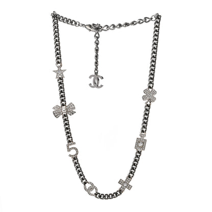 Chanel Ruthenium Crystal Chain CC Lucky Charms Choker Silver 3 of 4