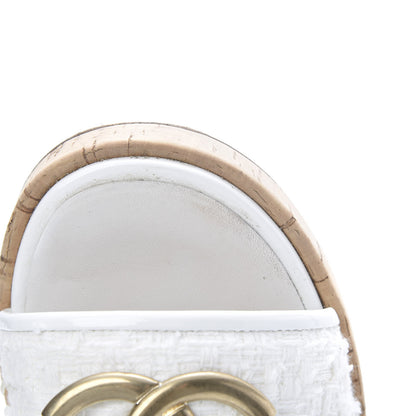 Chanel Tweed Cork CC Mule Sandal 39.5 Silk White 11 of 12