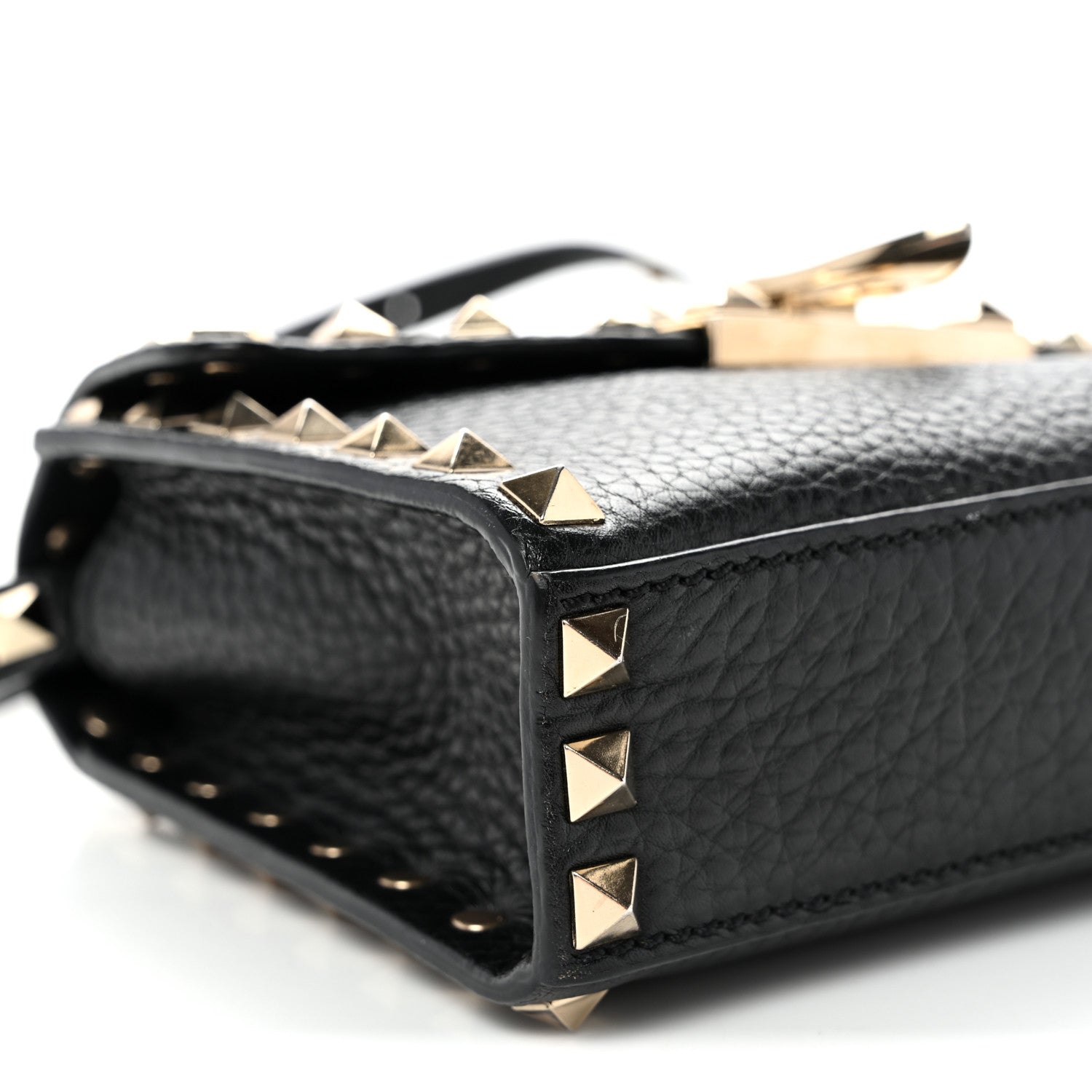 Valentino Garavani Pebbled Calfskin Rockstud Flip Lock Crossbody Bag Black 8 of 9