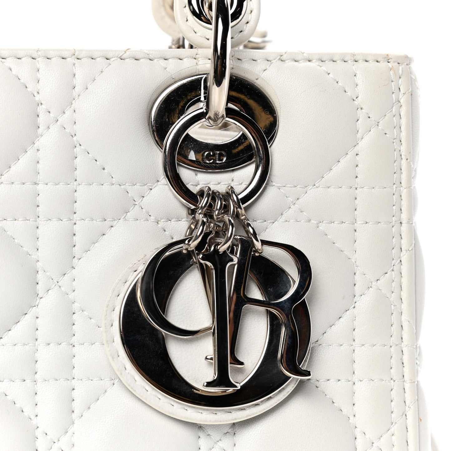 Lambskin Cannage Medium Lady Dior White