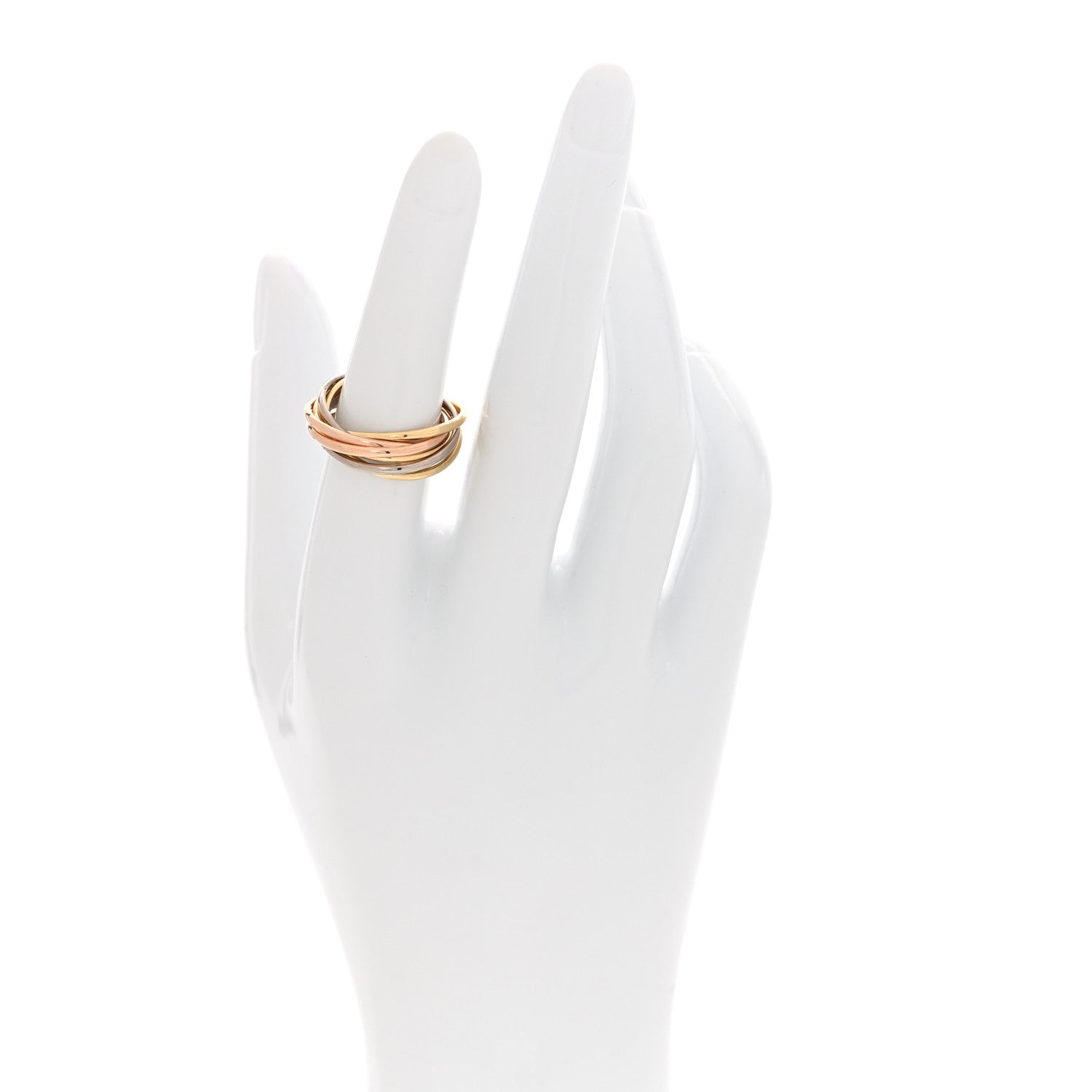 Cartier 18K Pink White Yellow Gold 7 Band Trinity Ring 52 6 2 of 4