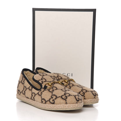 Gucci Covered Wool GG Monogram Womens Fria Horsebit Loafers 38 Beige Ebony Black Butterscotch 11 of 11