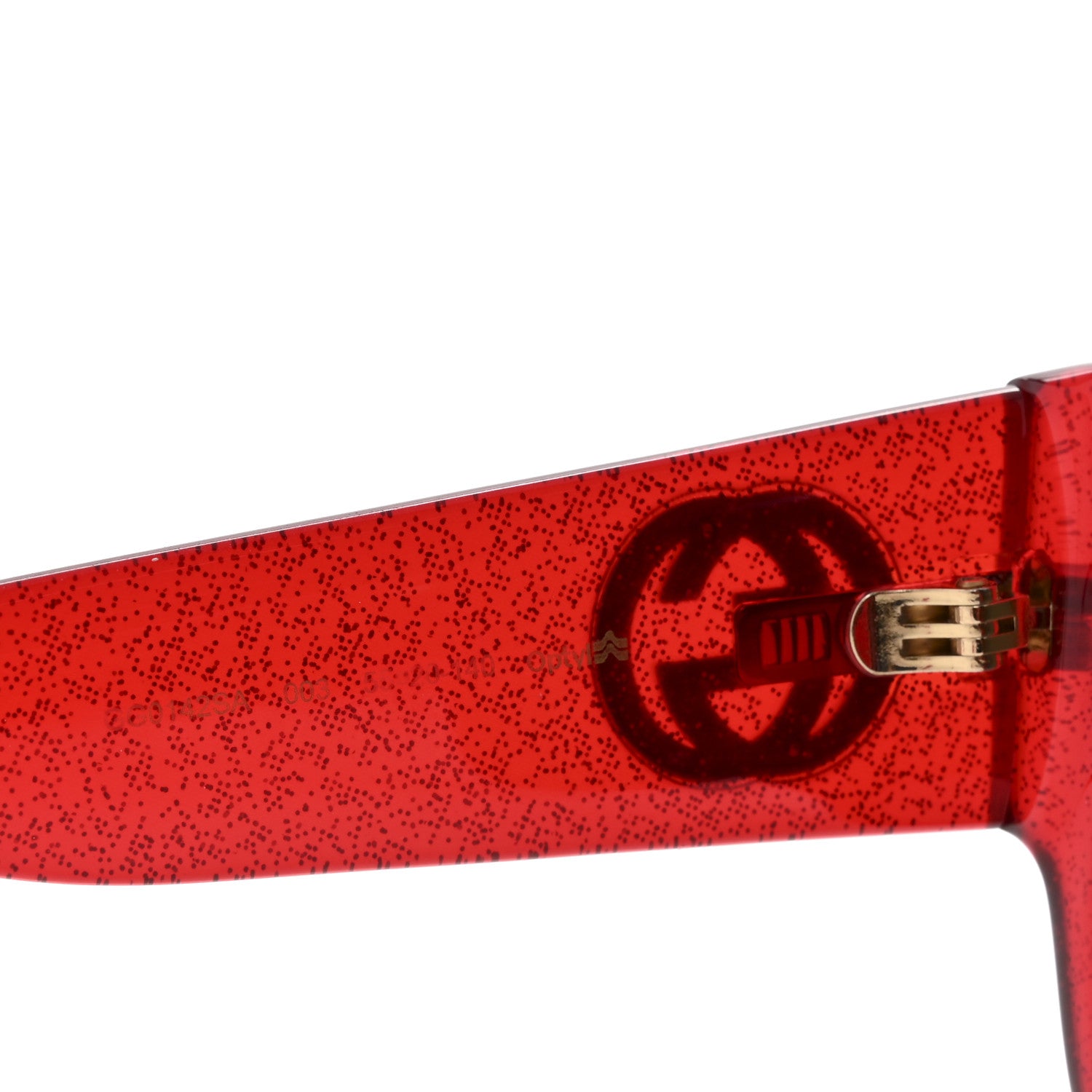 Gucci Acetate Glitter Round Frame Sunglasses GG0142SA Red 1810380