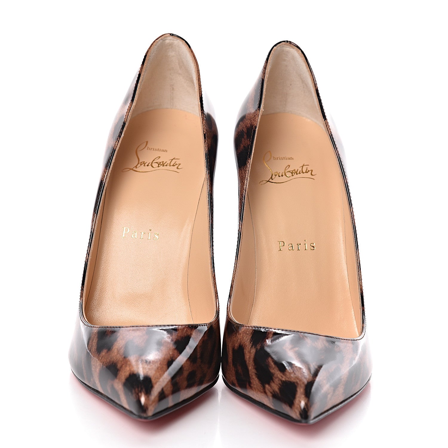 Christian Louboutin Patent Leopardino Pigalle Follies 100 Pumps 37.5 Brown 2 of 8