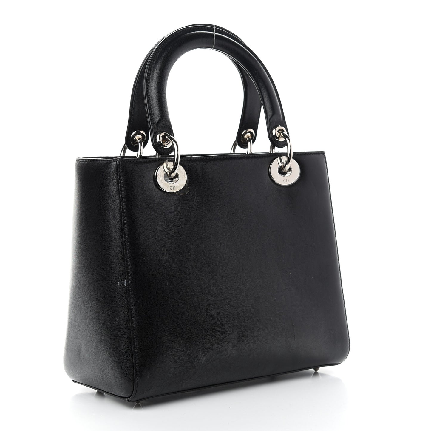 Smooth Calfskin Embroidered Beaded Floral Medium Lady Dior Black