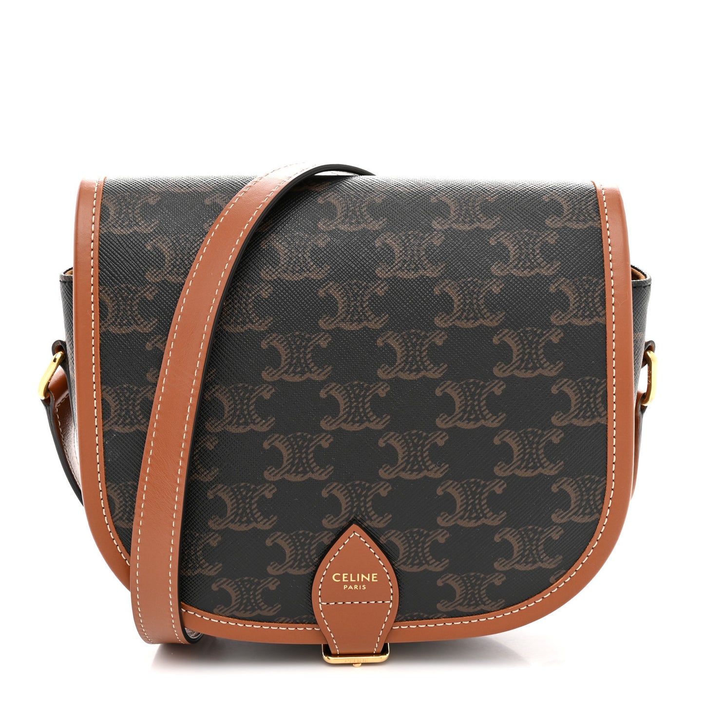 Triomphe Canvas Medium Folco Bag Tan