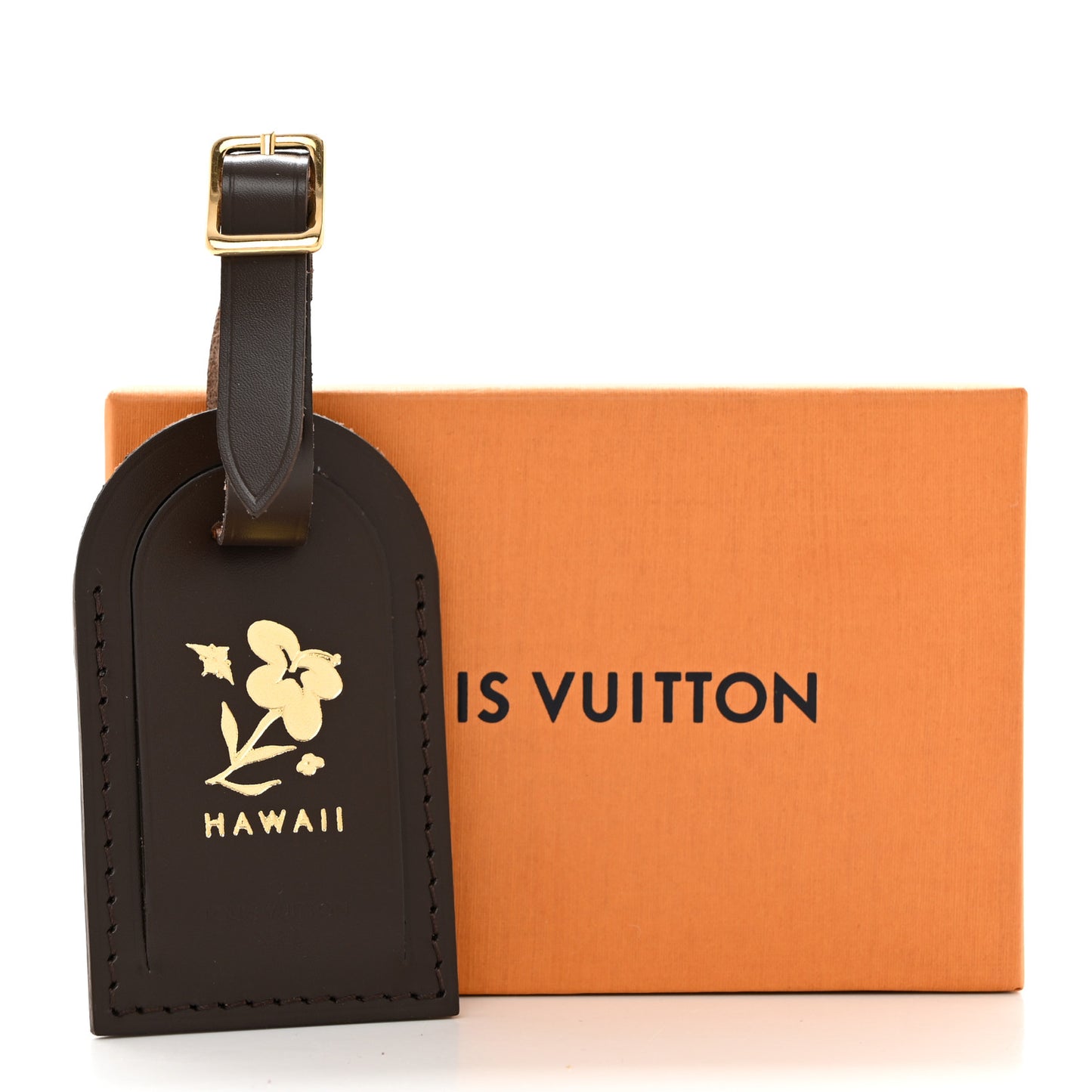 LOUIS VUITTON Calfskin Hawaii Luggage Tag Ebene