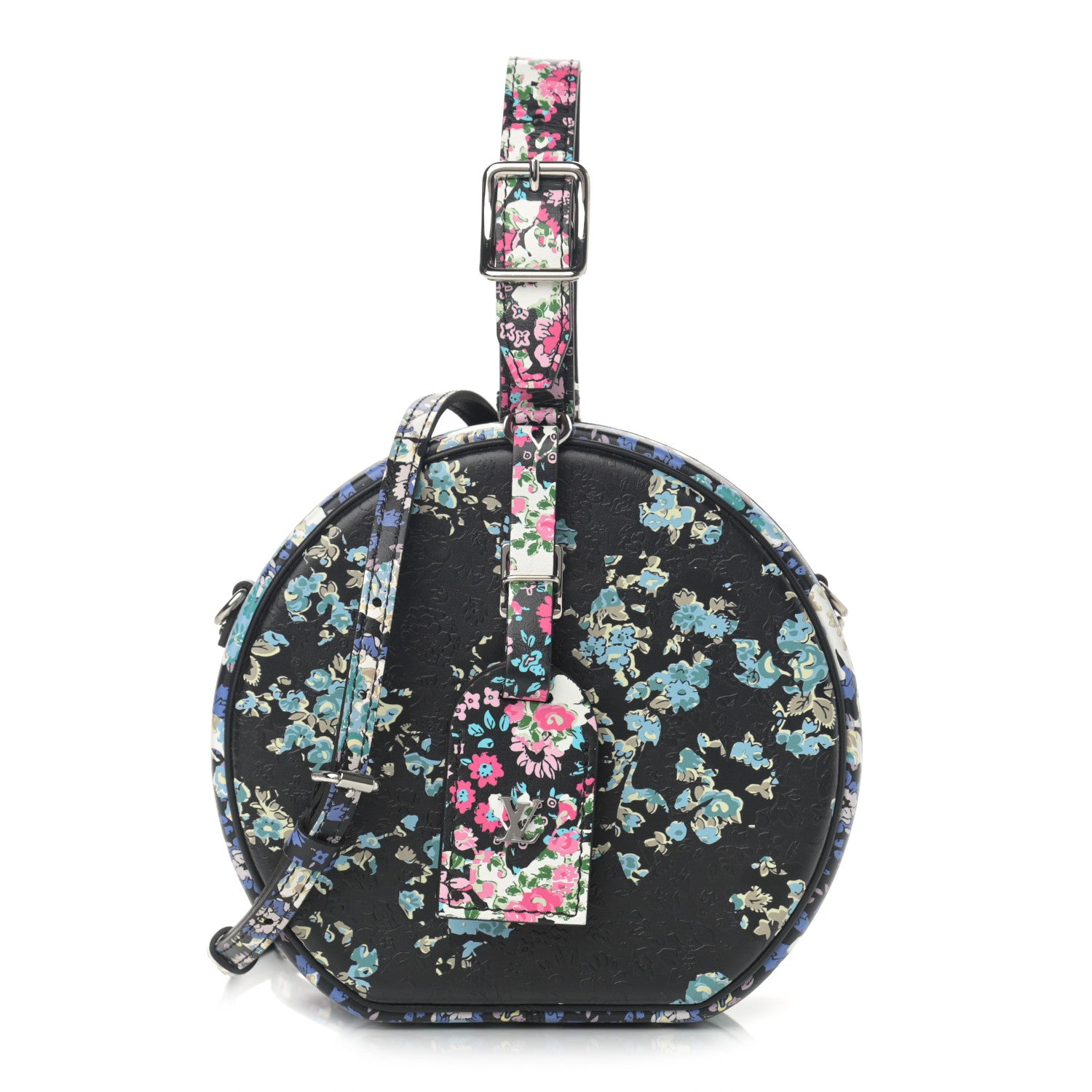 Louis Vuitton Calfskin Floral Print Petite Boite Chapeau Black 1 of 13