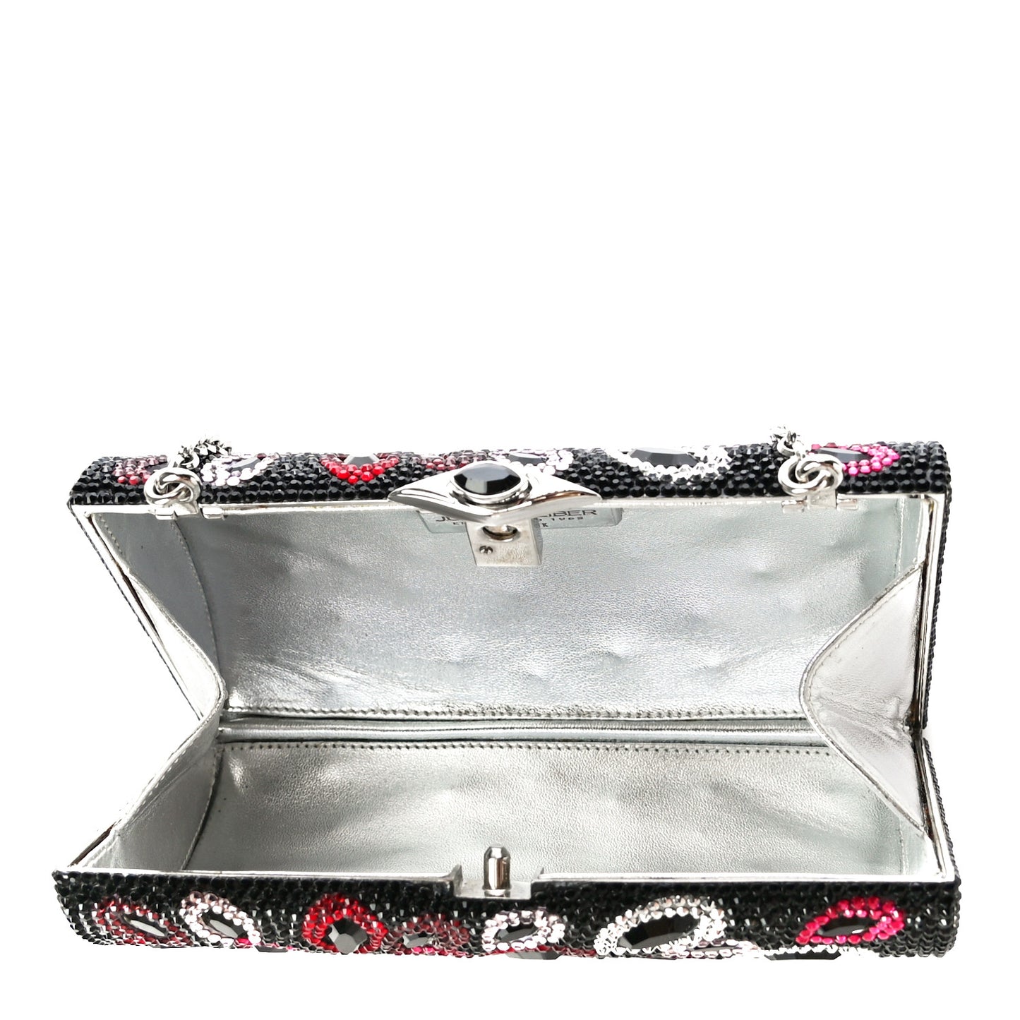 Swarovski Crystal Flower Minaudiere Clutch Black Multicolor
