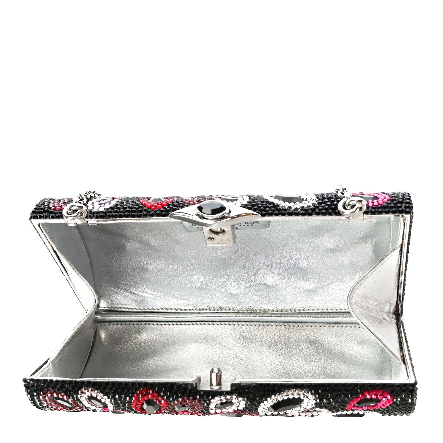 Judith Leiber Swarovski Crystal Flower Minaudiere Clutch Black Multicolor 4 of 8