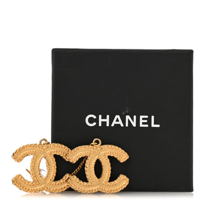 Chanel CC Drop Earrings Matte Gold 5 of 5