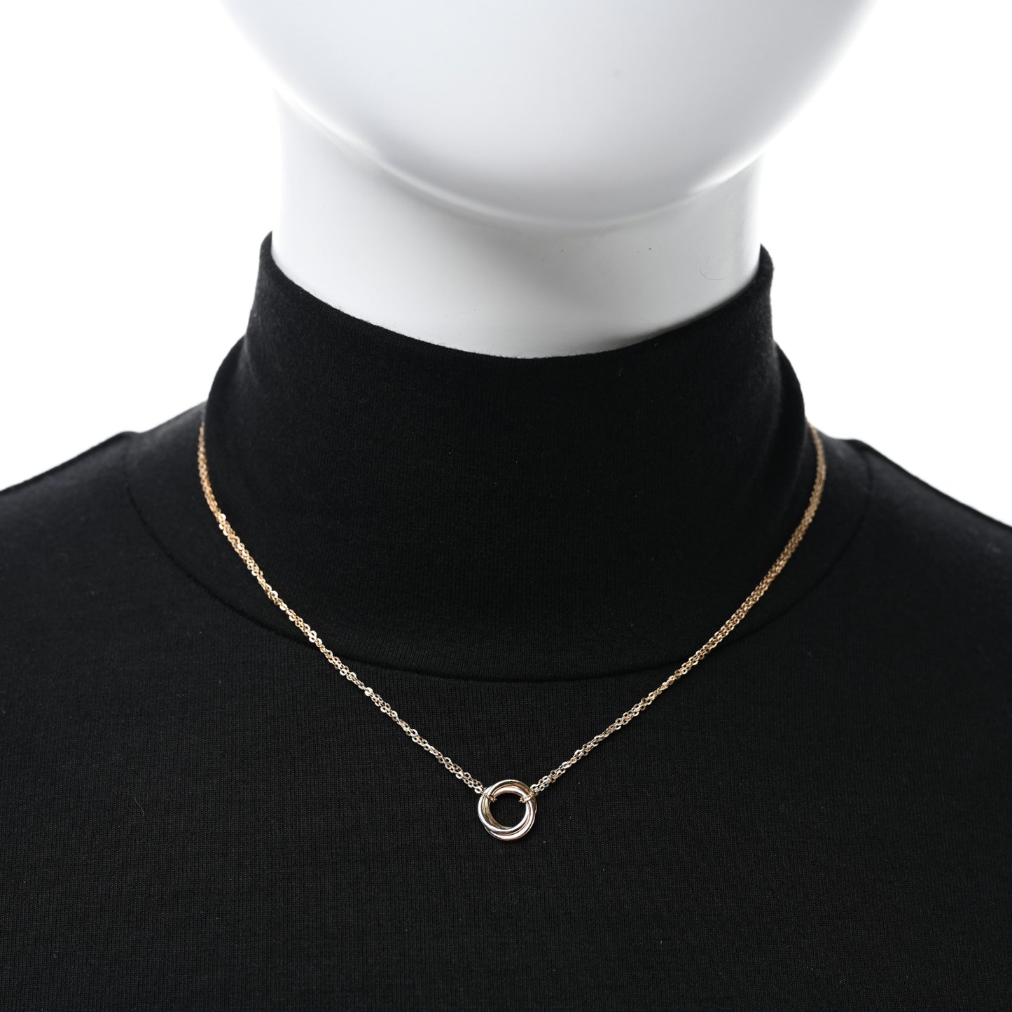18K Pink Yellow White Gold Trinity Double Chain Pendant Necklace