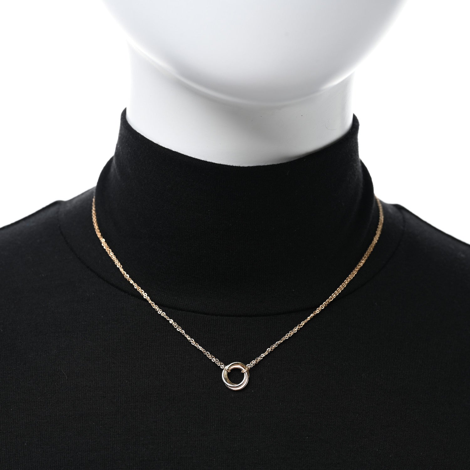Cartier 18K Pink Yellow White Gold Trinity Double Chain Pendant Necklace 3 of 5