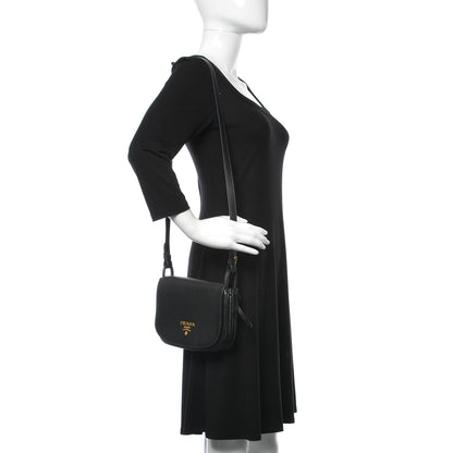 Prada Vitello Daino Saddle Bag Black 2 of 9