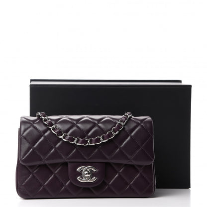 Chanel Lambskin Quilted Mini Rectangular Flap Dark Purple 11 of 11