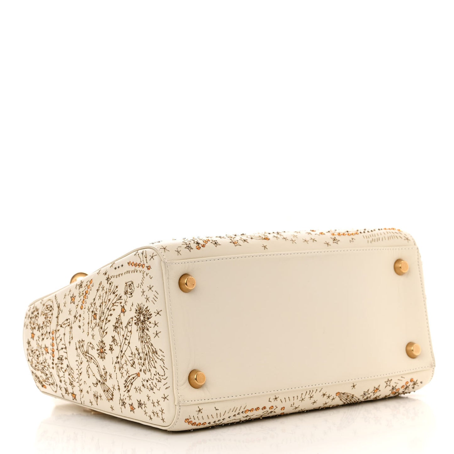 Embroidered Medium Lady Dior White Multicolor