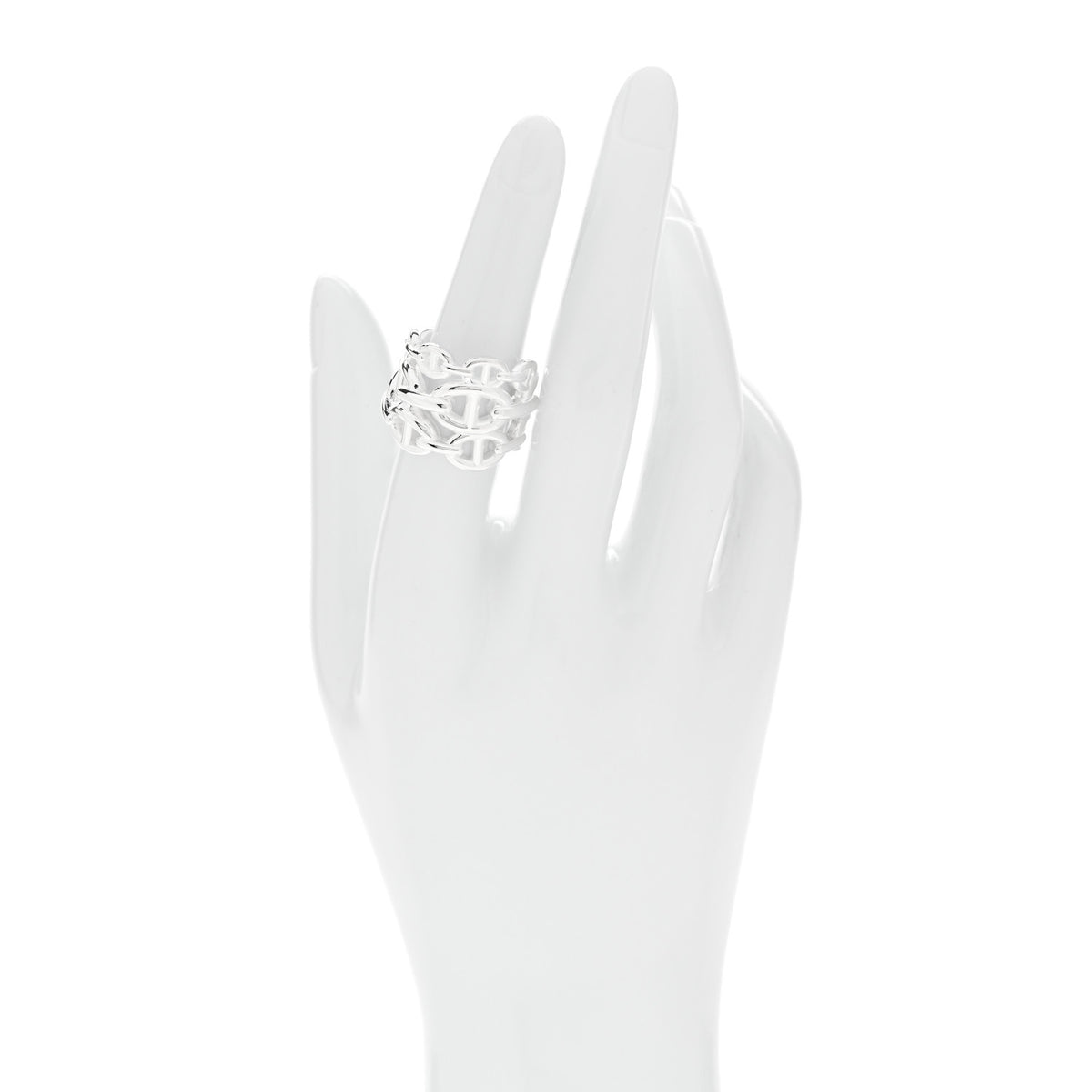 Hermes Sterling Silver GM Chaine d'Ancre Enchainee Band Ring 53 6.5 2 of 6