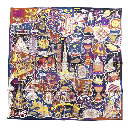 Hermes Silk Exposition Universell Scarf 90 Marine Violet Jaune 1 of 4