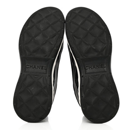 Chanel Velvet Calfskin Mixed Fibers CC Sneakers 37.5 Black 5 of 9