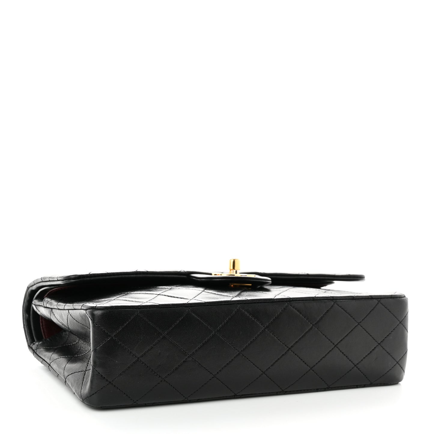 Lambskin Quilted Medium Double Flap Black