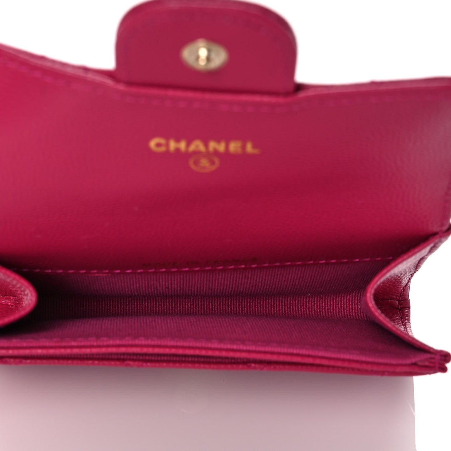 Caviar Quilted Flap Card Holder Wallet Fuchsia