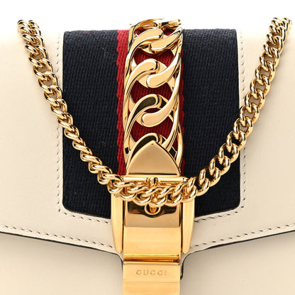 Gucci Calfskin Super Mini Sylvie Chain Shoulder Bag White 8 of 13