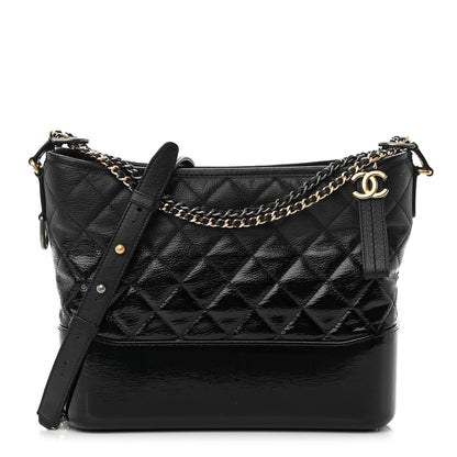 Chanel Patent Goatskin Quilted Medium Gabrielle Hobo Black 1 of 16