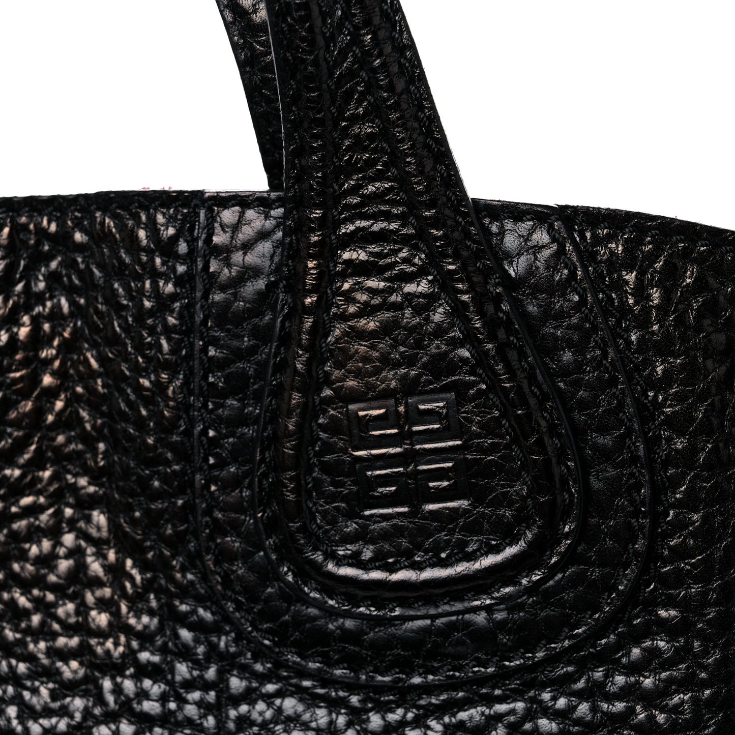 Glazed Pebbled Calfskin Nightingale North South Tote Black
