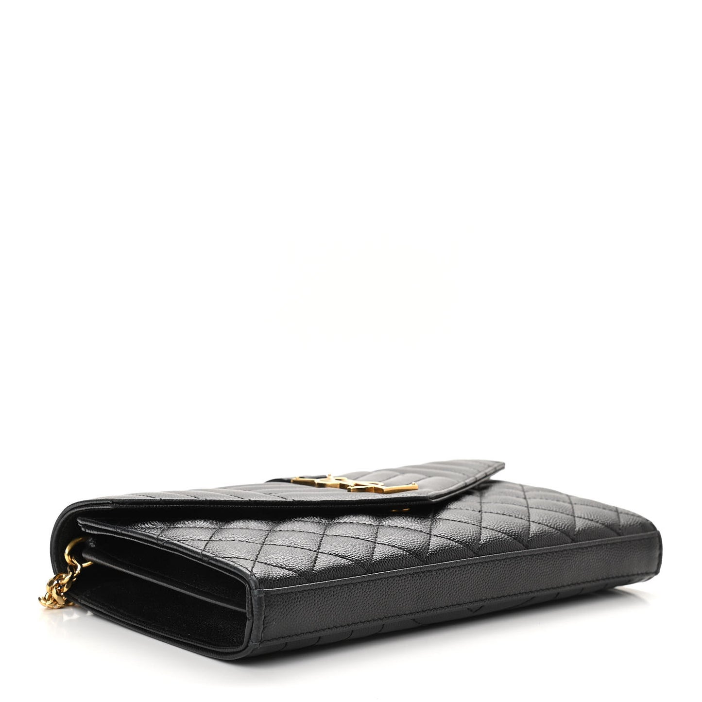 Grain De Poudre Mixed Matelasse Triquilt Monogram Chain Wallet Black