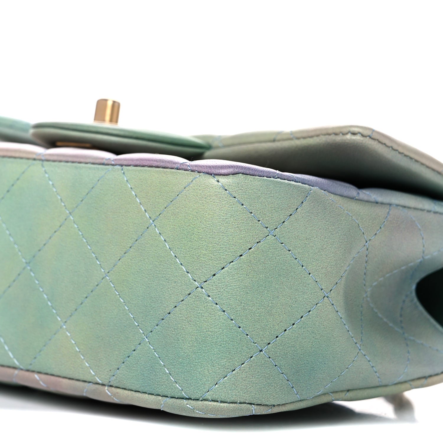 Chanel Lambskin Quilted Ombre Mini Top Handle Rectangular Flap Blue Green 9 of 10