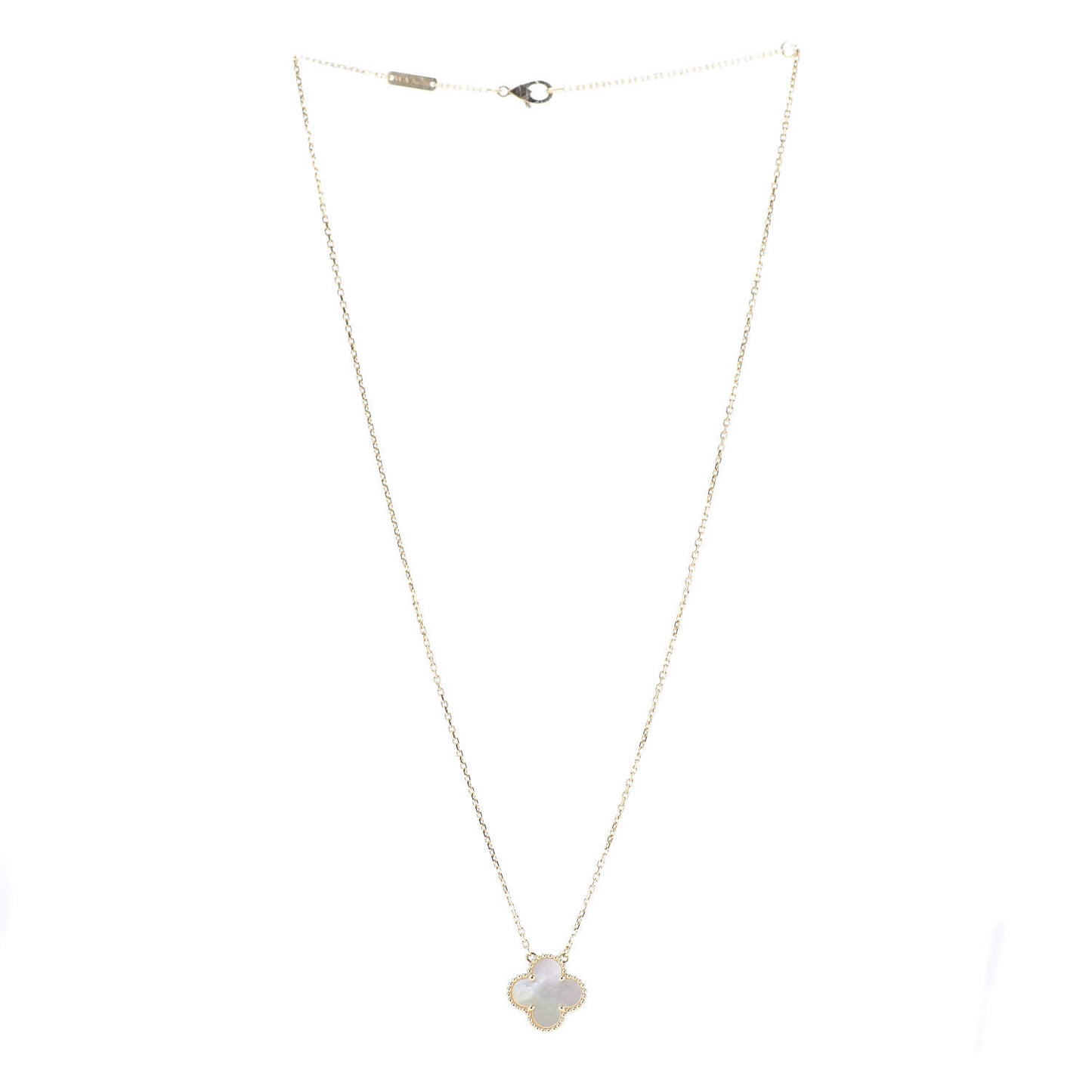 18K Yellow Gold Mother of Pearl Vintage Alhambra Pendant Necklace