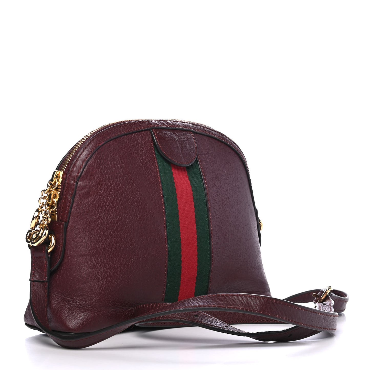 Textured Calfskin Web Small Ophidia Dome Shoulder Bag Vintage Bordeaux