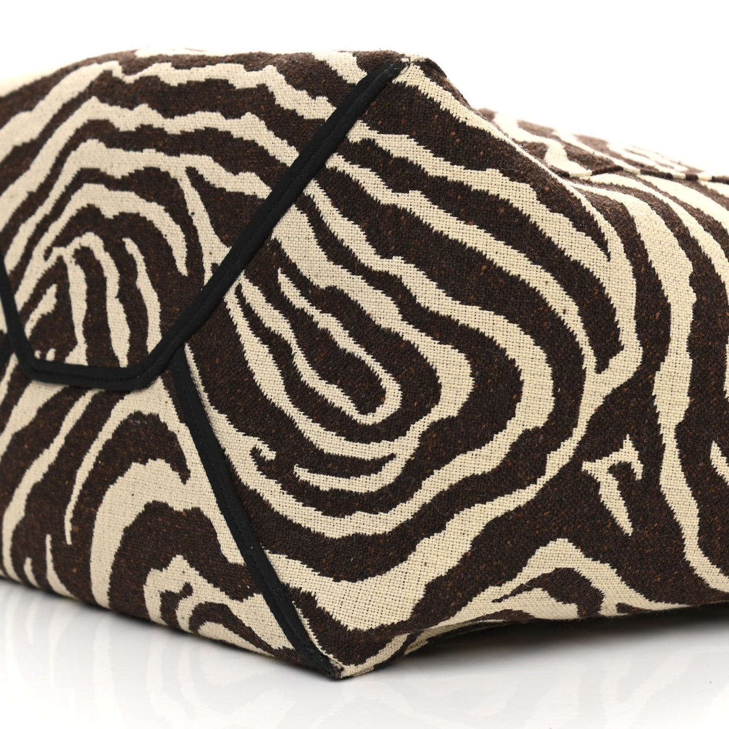 Canvas Zebra Embroidered Large Phantom Cabas Tan