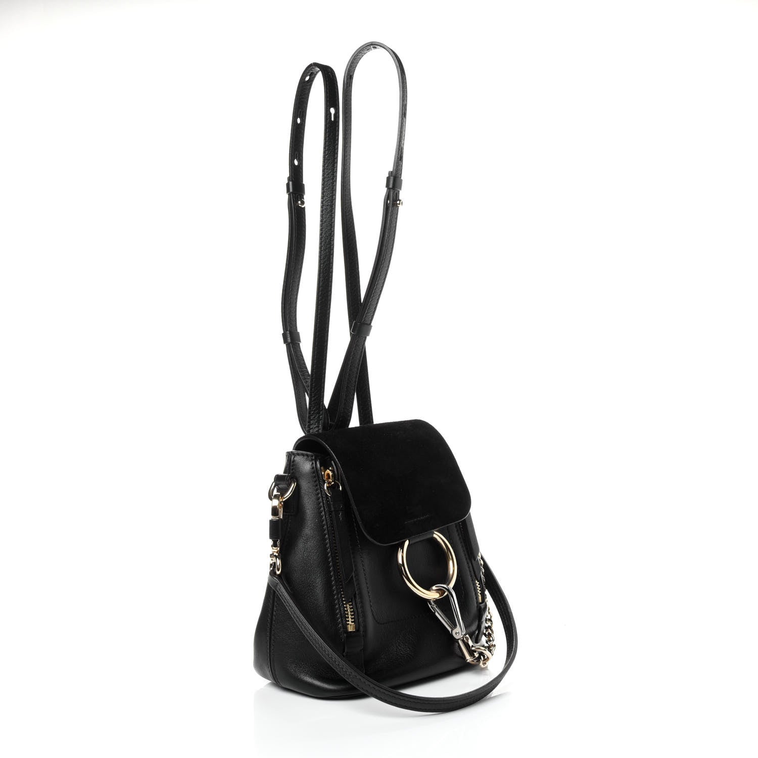 Chloe Suede Calfskin Mini Faye Backpack Black 3 of 5