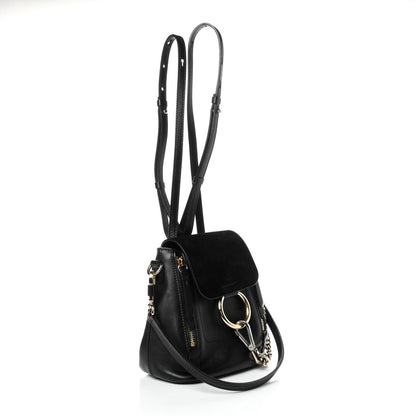 Chloe Suede Calfskin Mini Faye Backpack Black 3 of 5