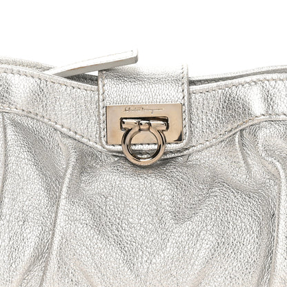 Salvatore Ferragamo Metallic Calfskin Small Gancini Clutch Silver 12 of 16