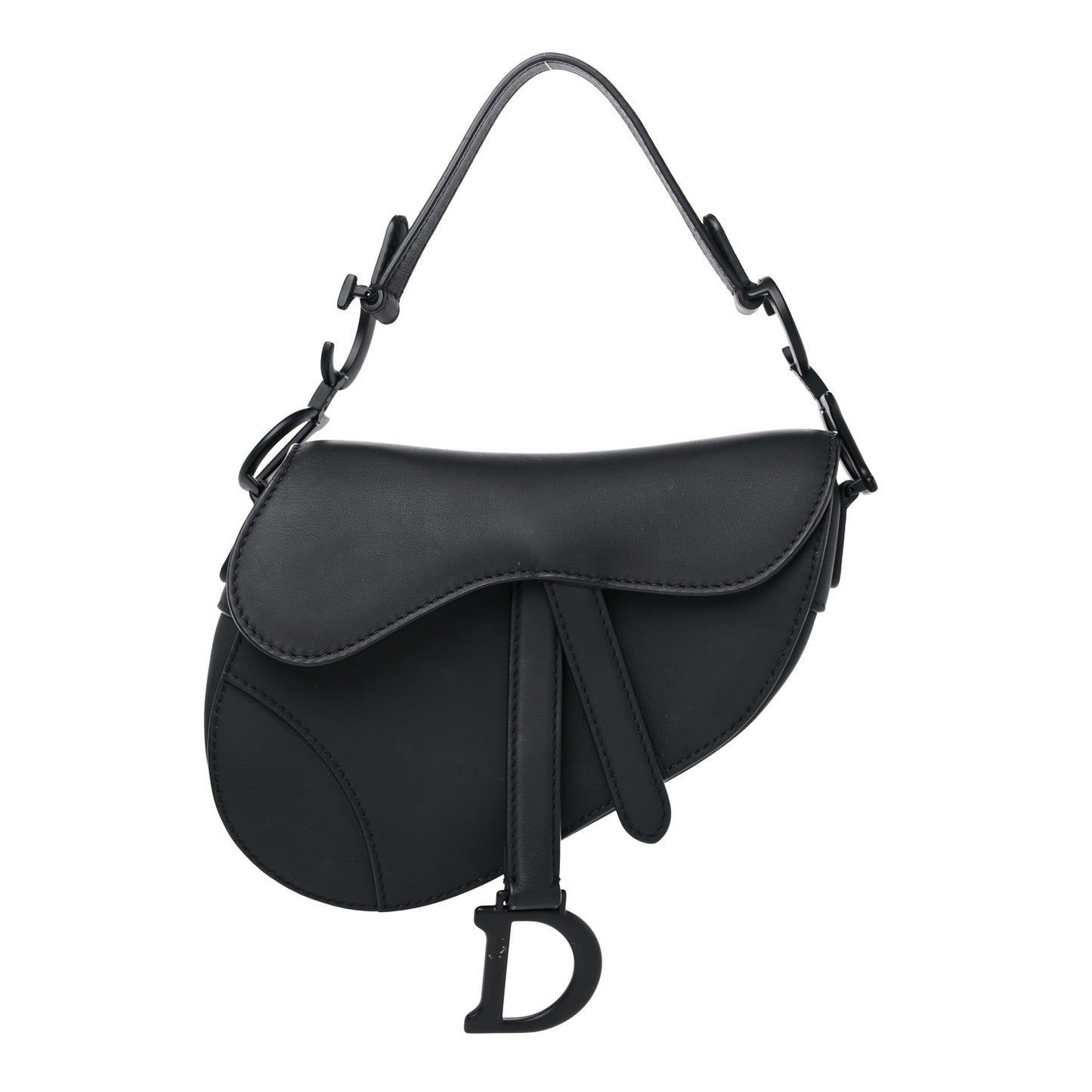 Ultra Matte Calfskin Mini Saddle Bag Black