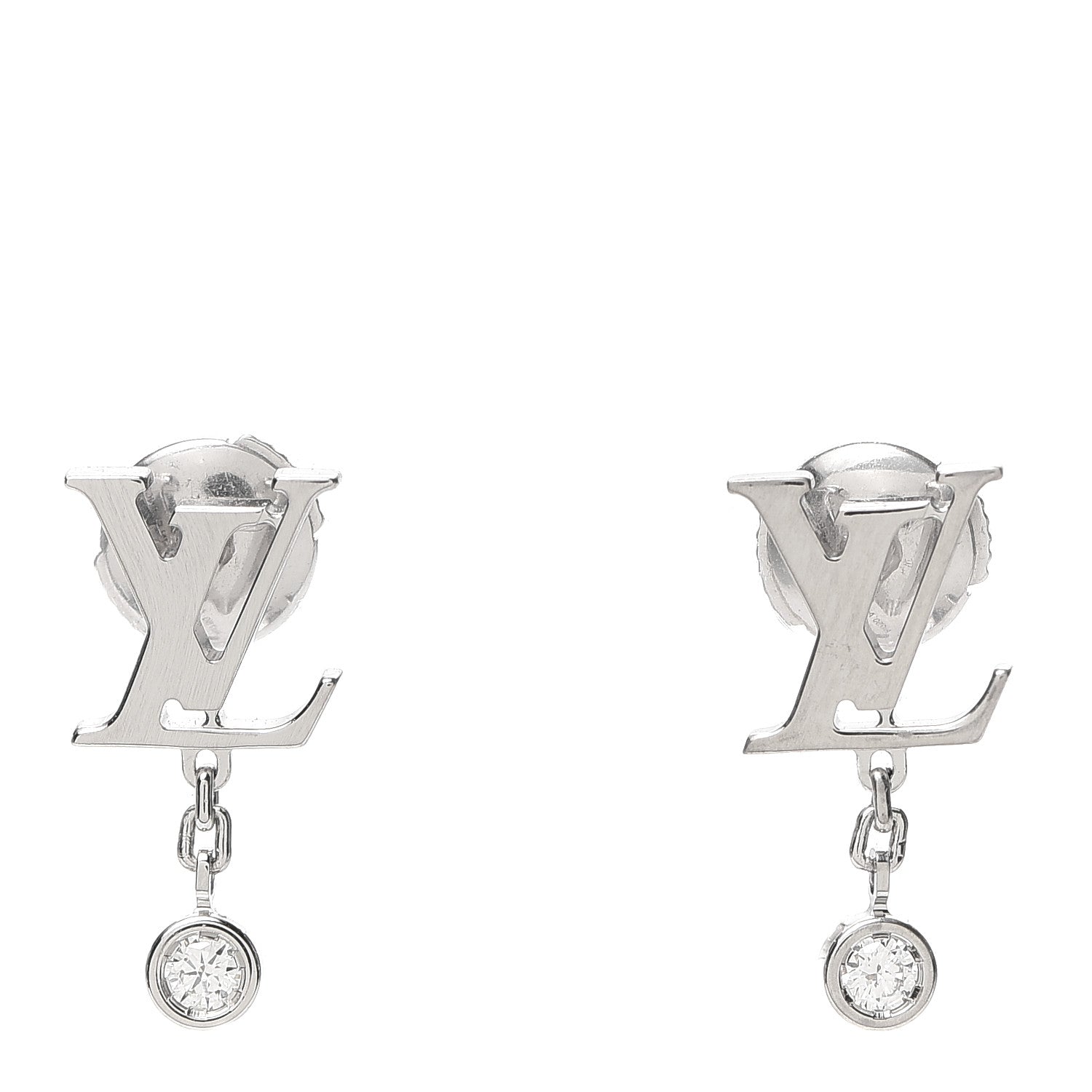 Louis Vuitton 18K White Gold Diamond Idylle Blossom LV Stud Earrings 1 of 4