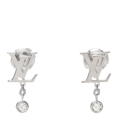 Louis Vuitton 18K White Gold Diamond Idylle Blossom LV Stud Earrings 1 of 4