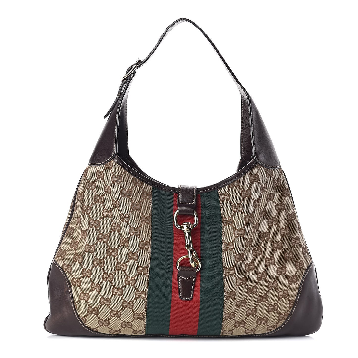 Monogram Web Jackie O Bouvier Hobo Dark Brown