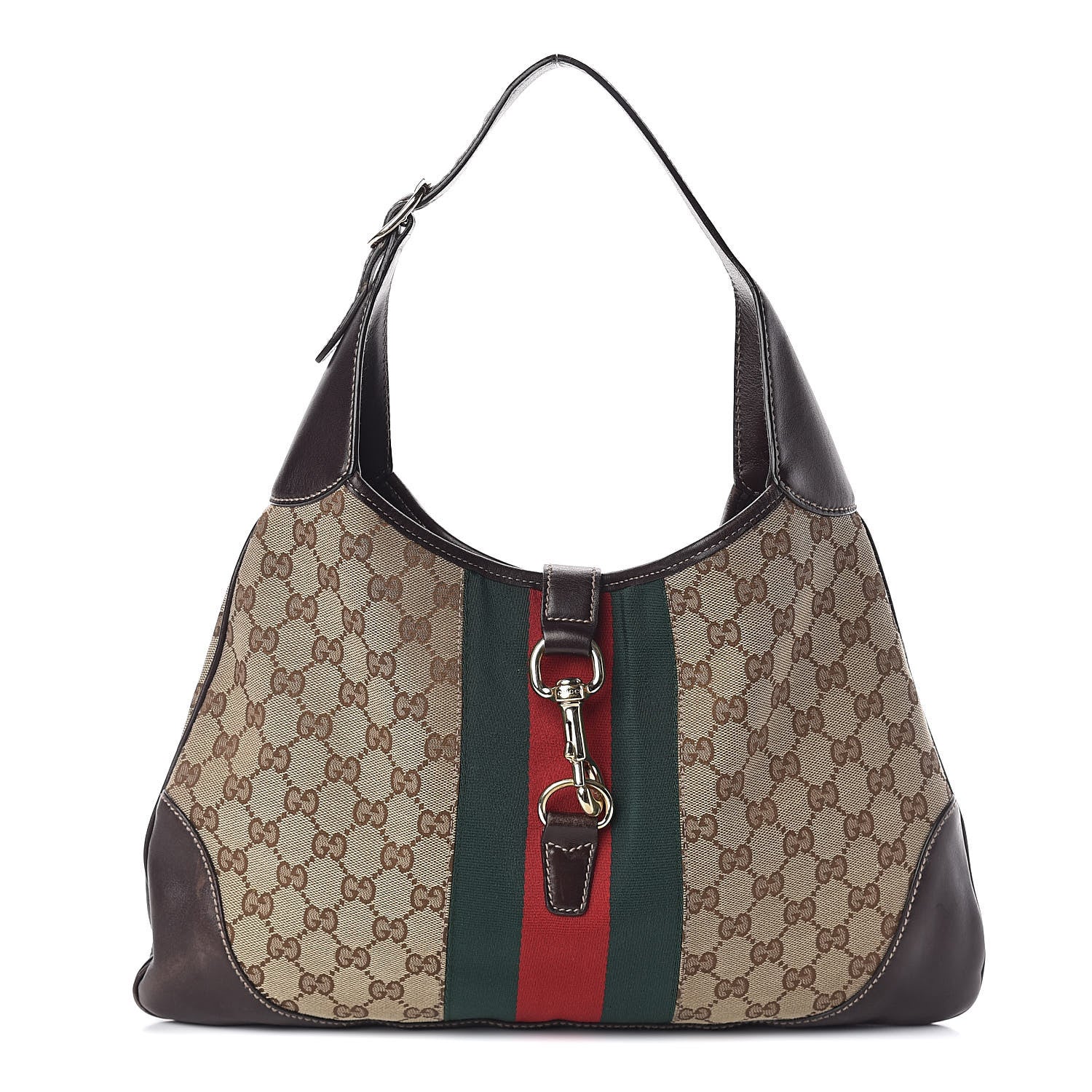 Gucci Monogram Web Jackie O Bouvier Hobo Dark Brown 1 of 11