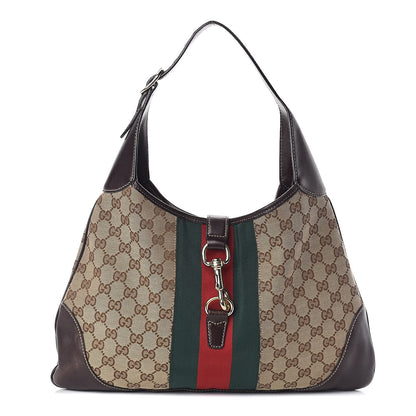 Gucci Monogram Web Jackie O Bouvier Hobo Dark Brown 1 of 11