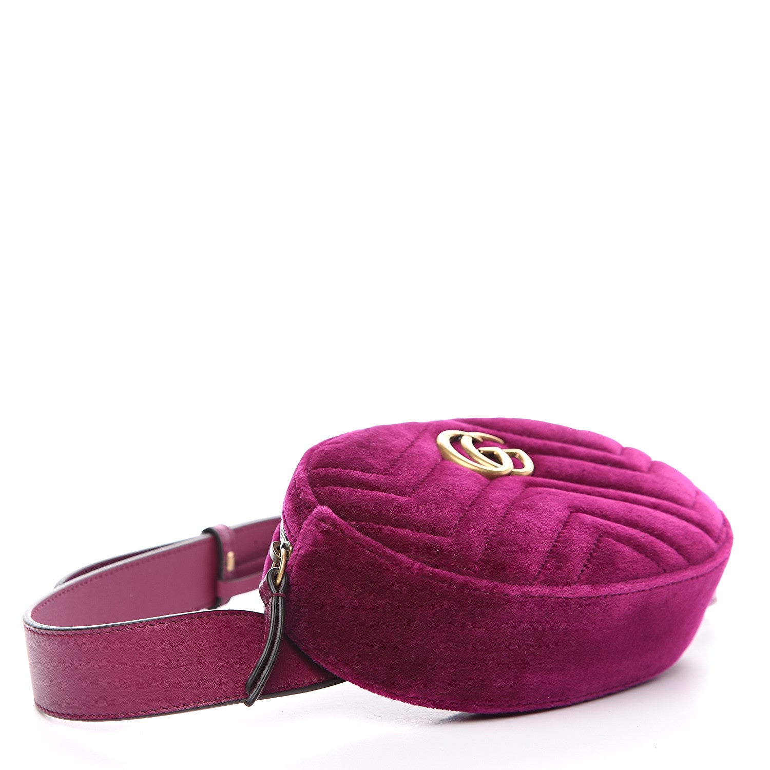 Gucci Velvet Matelasse GG Marmont Belt Bag 85 34 Fuchsia Violet Cyclamen 3 of 9