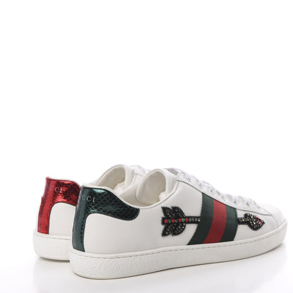 Gucci Calfskin Web Studded Arrow Ace Sneakers 38 White 4 of 10