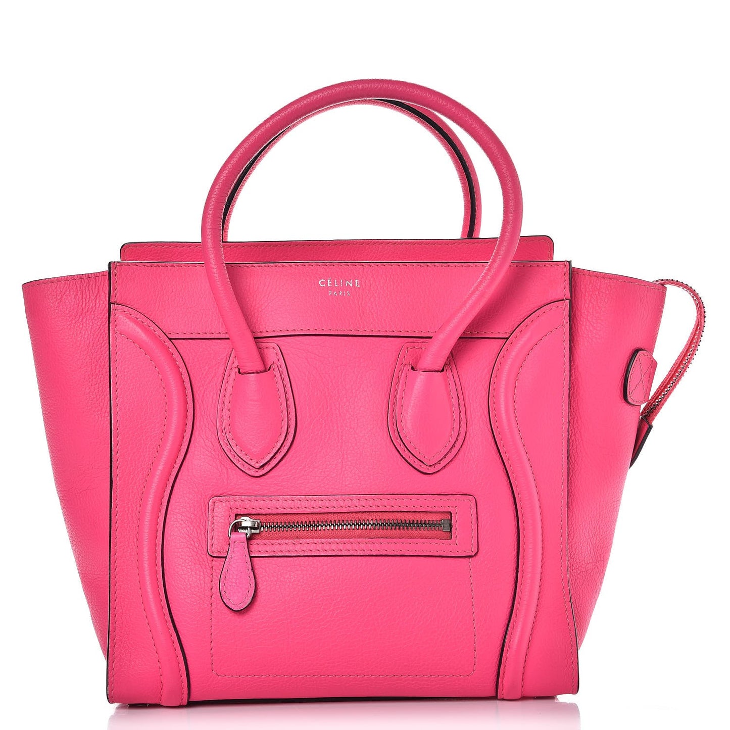 Drummed Calfskin Micro Luggage Fluo Pink